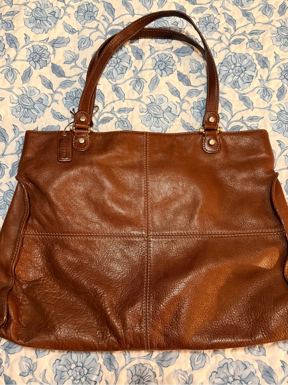 Liz Claiborne Genuine Leather Tote Bag Brown Large Shoulder Bag Shopper Purse - Picture 3 of 13
